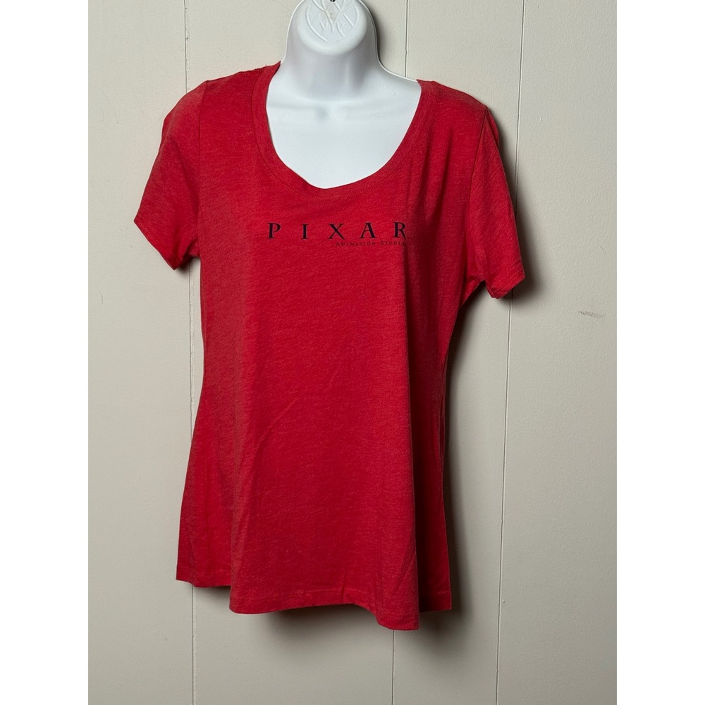 Pixar Animation Studios Emeryville California Women Red Scoop Neck T-Shirt Sz XL